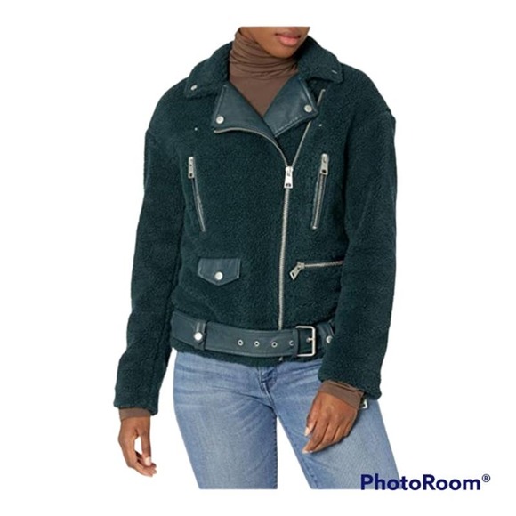 Levi's Women's Sherpa Oversized Belted Motorcycle Jacket in Tea Women's Size S - Picture 1 of 15